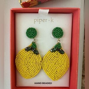NIB Piper K Hand Beaded Lemon Earrings